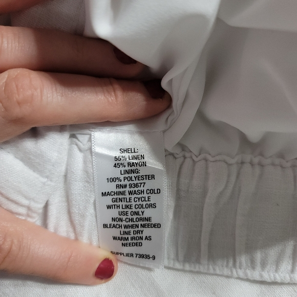 Liz Claiborne Plus Linen High Rise Wide Leg Flat Front Pant 16W White Oversized - Picture 9 of 9